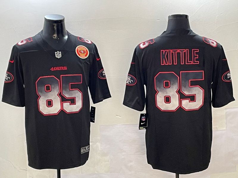 Men San Francisco 49ers 85 Kittle Black Nike Smoke Fashion 2024 Limited NFL Jersey style 6